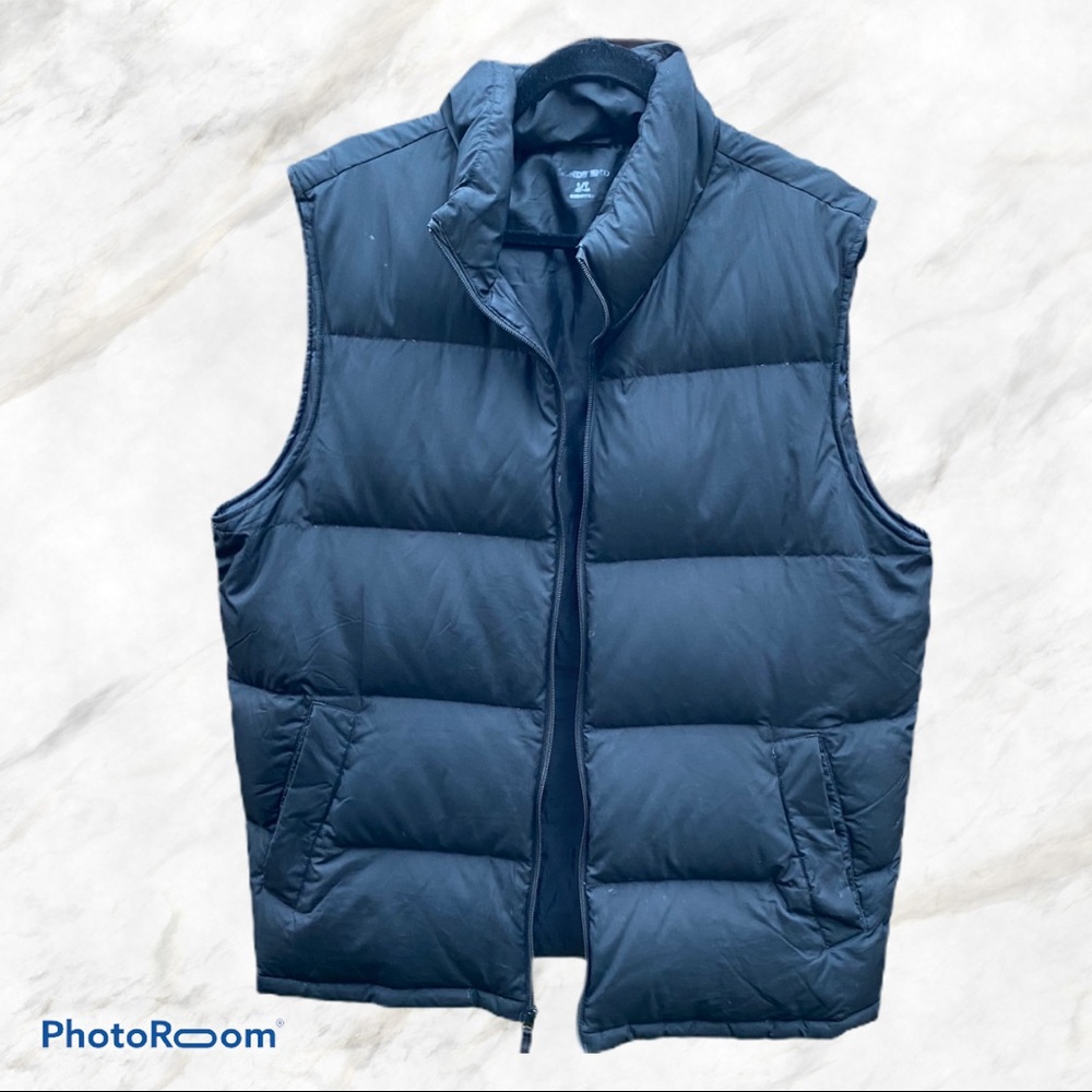 Men’s Lands End black Down Puffer Vest size L Tall